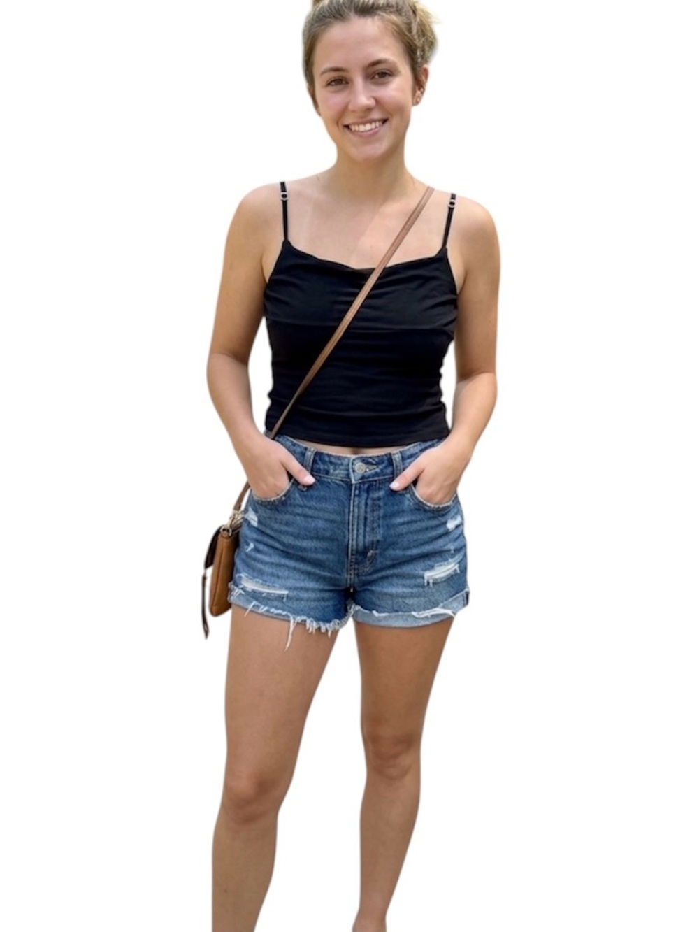 Princess Polly Black Cami Cropped Tank Top 12 L